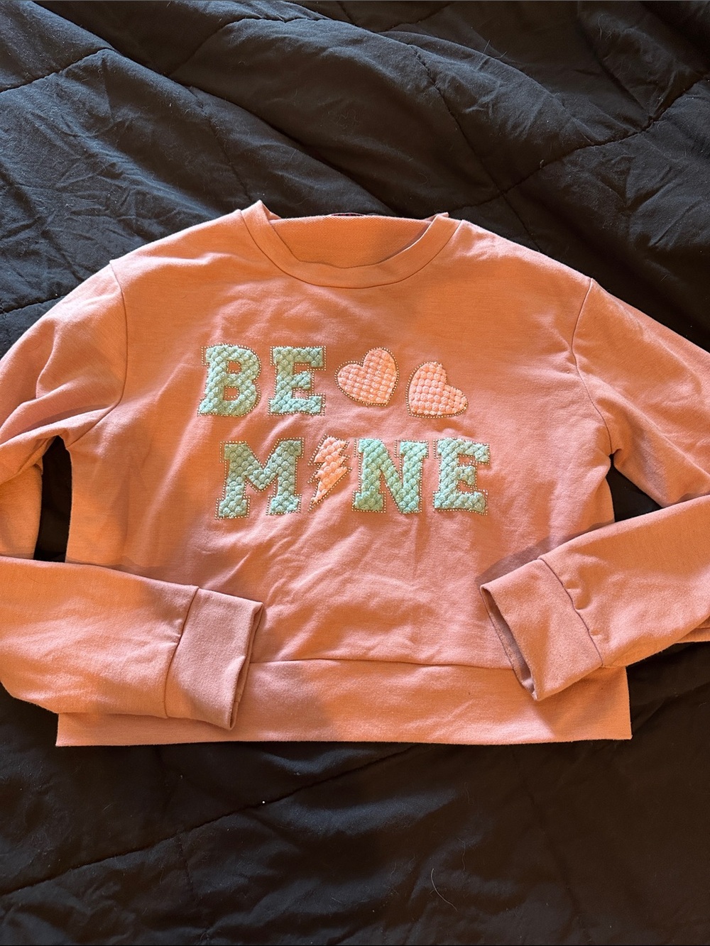 Women’s Pink Long Sleeve 'Be Mine' Embroidered Tee